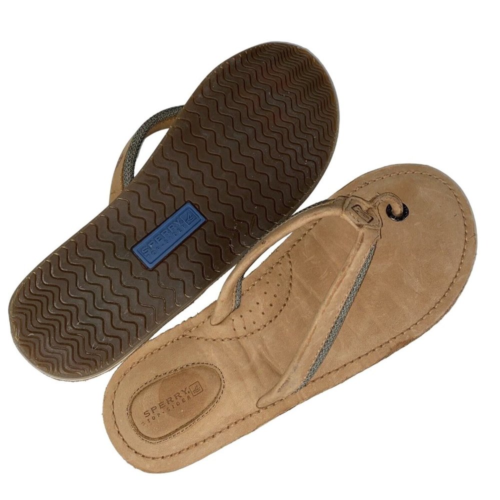 SPERRY Top Sider Tan Thong Women's Flip Flops Sandals Sz 6 M - Picture 3 of 6